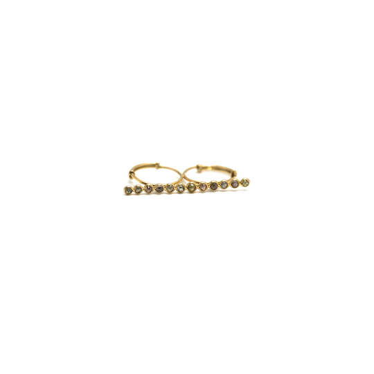 Rose cut champaign diamond double finger ring in 18k yellow gold