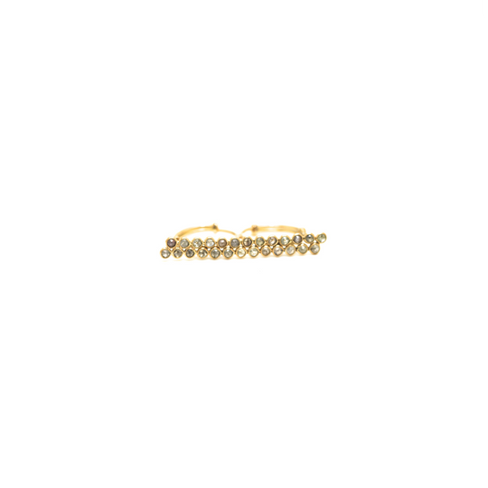 Rose cut champaign diamond double finger ring in 18k yellow gold