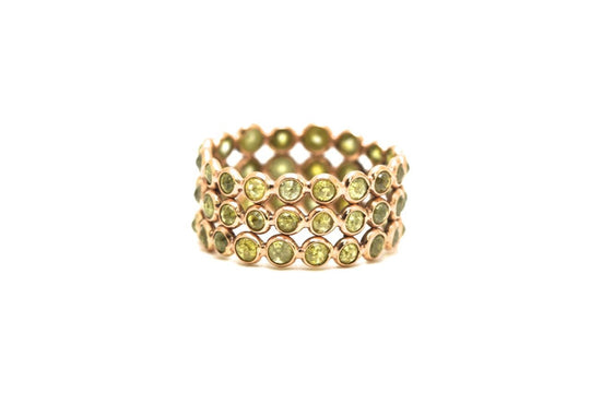 Rose cut organic diamond triple row ring band in 18k rose gold