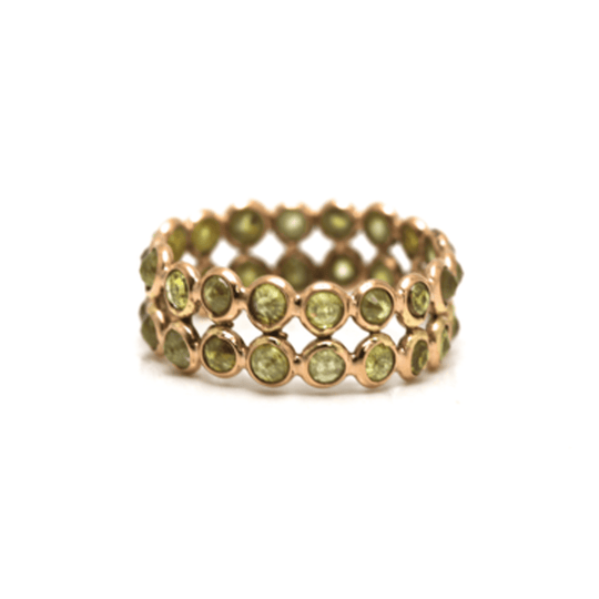 Tresor Collection - Rose Cut Organic Diamond Double Row Ring Band in 18k Gold