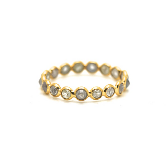 Tresor Collection - Rose Cut Organic Diamond Ring Band in 18K Yellow Gold