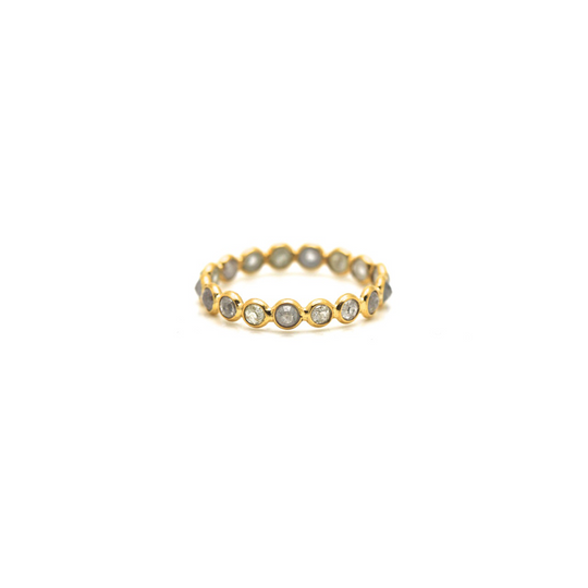 Rose cut organic diamond ring band in 18k yellow gold