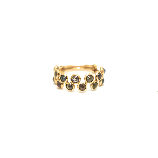 Rose cut champaign diamond ring in 18k yellow gold
