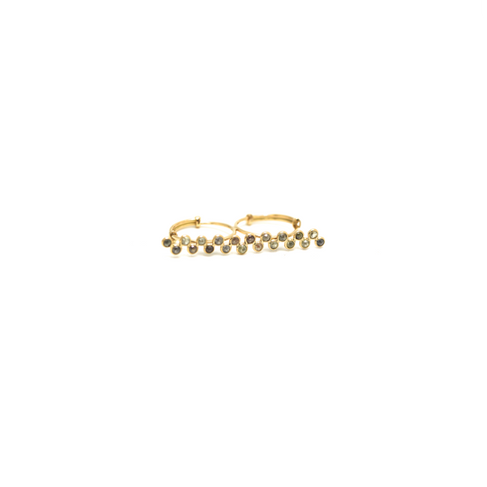 Rose cut champaign diamond double finger ring in 18k yellow gold