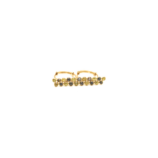 Rose cut champaign diamond double finger ring in 18k yellow gold