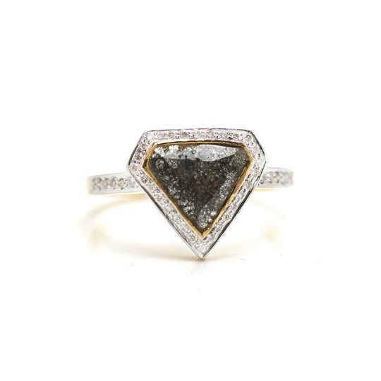 Tresor Collection - Organic Diamond Slice with Rd Brilliant Diamond Ring in 18k YG