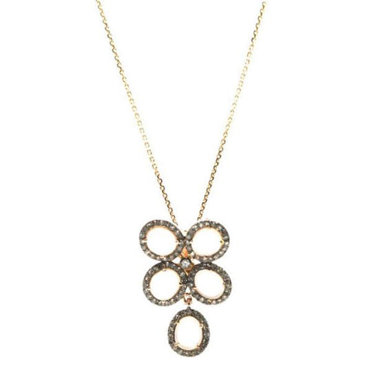 White Moonstone Pendent With Diamond Pave Frame Set In 18K Rose Gold