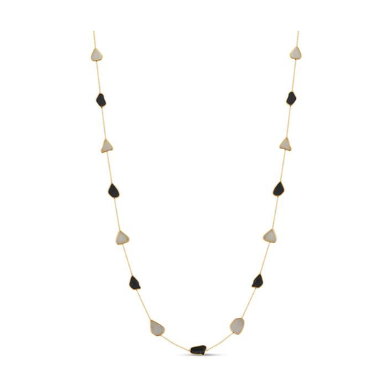 Tresor Collection - Organic Black and White Diamonds Slice Necklace In 18K Yellow Gold