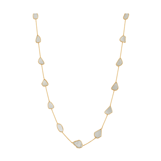 Tresor Collection - Organic White Diamonds Slice Necklace In 18K Yellow Gold