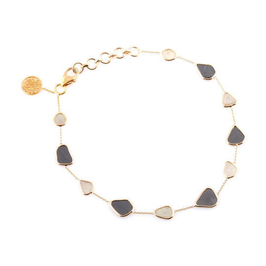 Tresor Collection - Organic Diamond Slice Bracelet in 18k Black and White Diamond