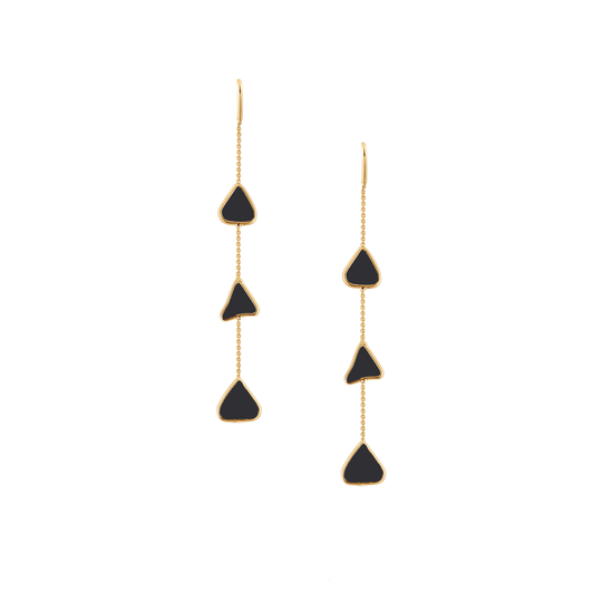 Tresor Collection - Organic Black Diamond Slice Earrings In 18K Gold