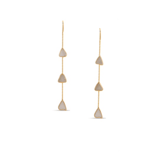 Tresor Collection - Organic White Diamond Slice Earrings In 18K Gold