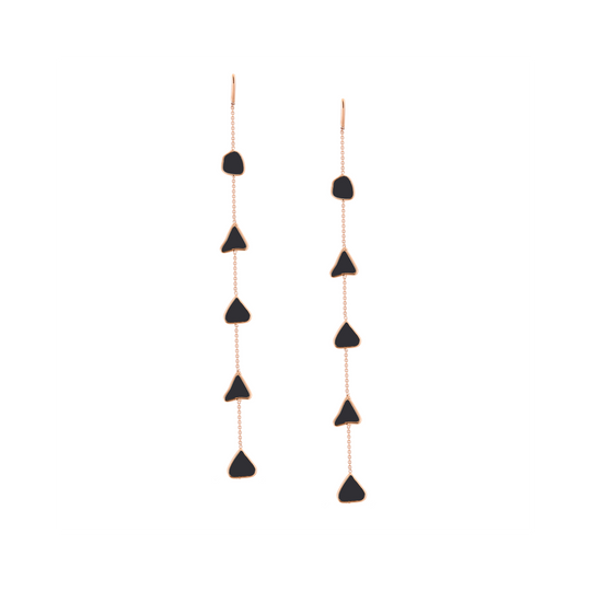 Organic Black Diamond Slice Earrings In 18K Rose Gold