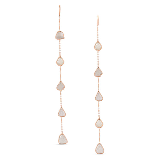 Tresor Collection - Organic White Diamond Slice Earrings In 18K Yellow Gold
