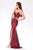 Cristallini - SKA362 Sequin-Ornate Draped High Slit Gown In Red