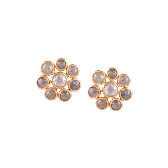 Tresor Collection - Organic Diamond Stud Earrings in 18k Yellow Gold