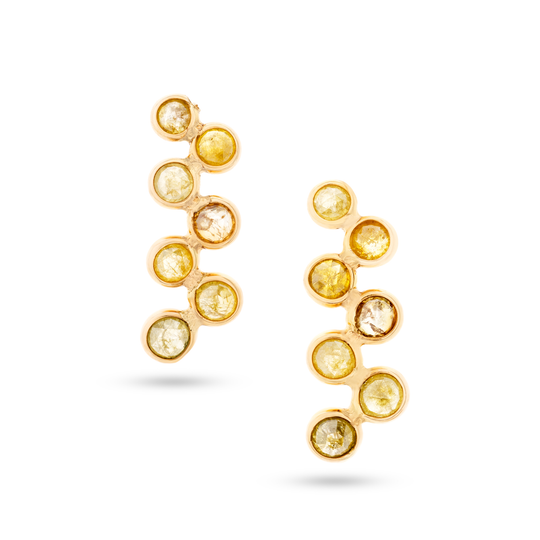 Tresor Collection - Organic Diamond Ear Climbers Earrings in 18k Yellow Gold
