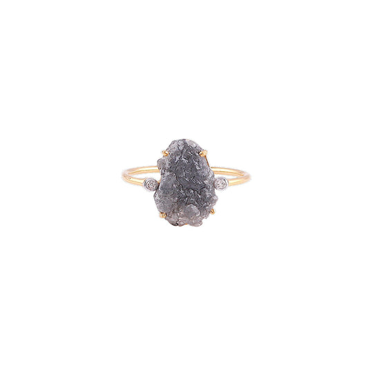 Tresor Collection - Organic Diamond Slice & Diamond Ring in 18k Yellow Gold