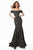 Jovani - 66305 Lace Off-Shoulder Mermaid Evening Dress In Black and Gold
