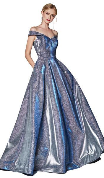 Cinderella Divine - Glitter Off-Shoulder Ballgown CB0036 In Blue