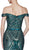 Cinderella Divine - CB0039 Sparkly Sequin Off-Shoulder Evening Gown In Green