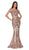 Cinderella Divine - CB0039 Sparkly Sequin Off-Shoulder Evening Gown In Pink and Gold