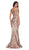 Cinderella Divine - CB0039 Sparkly Sequin Off-Shoulder Evening Gown In Pink and Gold
