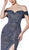 Cinderella Divine - KC870 Off Shoulder Glitter Metallic High Slit Gown In Blue
