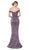 Cinderella Divine - KC870 Off Shoulder Glitter Metallic High Slit Gown In Pink