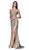 Cinderella Divine - KC872 Metallic Off Shoulder High Slit Gown In Gold