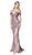Cinderella Divine - KC872 Metallic Off Shoulder High Slit Gown In Pink