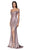 Cinderella Divine - KC872 Metallic Off Shoulder High Slit Gown In Pink