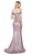 Cinderella Divine - KC872 Metallic Off Shoulder High Slit Gown In Pink