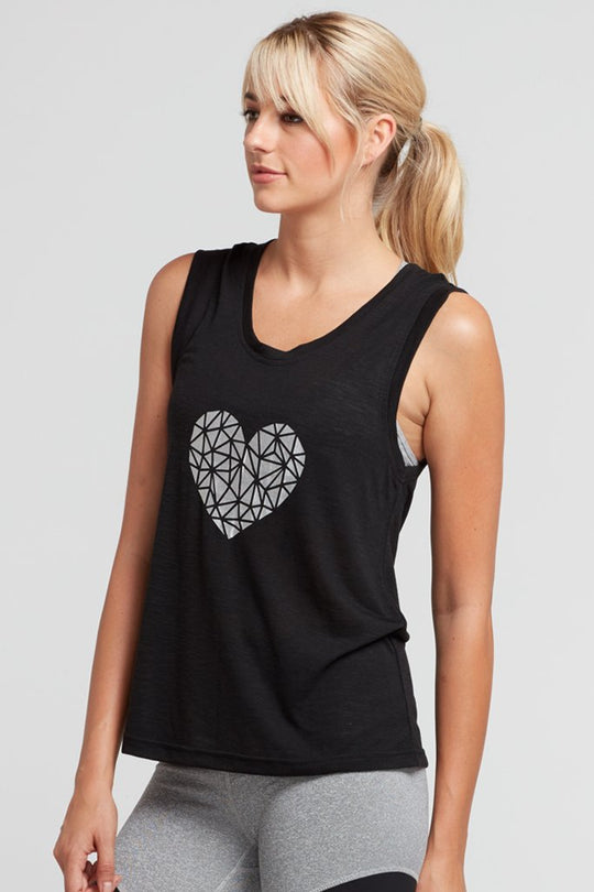 Olivia Heart Tank- Black