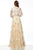 Jovani - 65637 V-Neck A-line Long Dress In Neutral and Multi