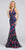 Ellie Wilde - EW117087 Floral Cutout Back Mermaid Gown In Blue and Multi-Color