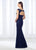Cameron Blake - 118687 Bateau Neck Lace Fitted Gown In Blue
