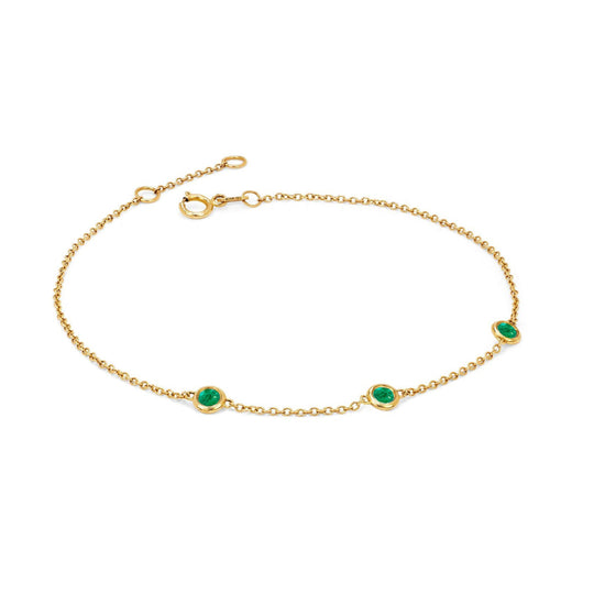 Logan Hollowell - NEW!  3 Emerald Orbit Bezel Bracelet