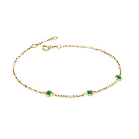NEW!  3 Emerald Orbit Bezel Bracelet