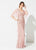 Ivonne D for Mon Cheri - 219D82 Embroidered Lace V-neck Chiffon Dress In Pink