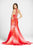 Blush - P024 Asymmetric Floral Embellished Evening Gown In Red