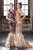 Tinaholy Couture - P1732 Scallop Sequin Sleeveless V Neck Mermaid Gown In Blue and Gold