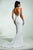 Tinaholy Couture - P1732 Scallop Sequin Sleeveless V Neck Mermaid Gown In White and White
