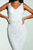 Tinaholy Couture - P1732 Scallop Sequin Sleeveless V Neck Mermaid Gown In White and White
