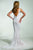 Tinaholy Couture - P1732 Scallop Sequin Sleeveless V Neck Mermaid Gown In White and Neutral