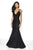 Blush by Alexia Designs - 11761 Shimmer Plunging V-neck Mermaid Gown In White