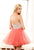 Terani Couture - P3007 Strapless Crystal Embellished Cocktail Dress in Orange and Neutral