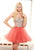 Terani Couture - P3007 Strapless Crystal Embellished Cocktail Dress in Orange and Neutral
