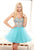 Terani Couture - P3007 Strapless Crystal Embellished Cocktail Dress in Blue and Neutral