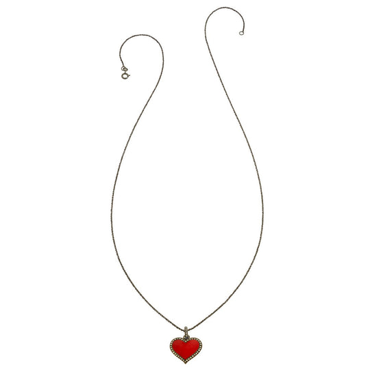 Poker Face Diamond Enamel Heart Necklace